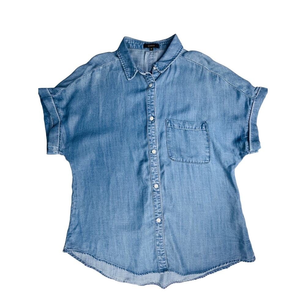 Quince Chambray Tencel Short sleeve shirt M Medium Indigo - Picture 2 of 9